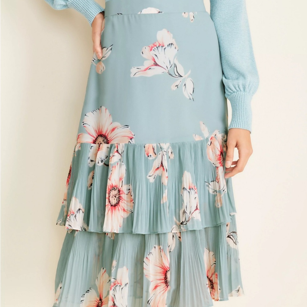 Floral Pleated Hem Skirt - Ann Taylor